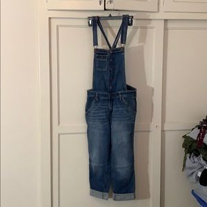 Denim overalls with cross back